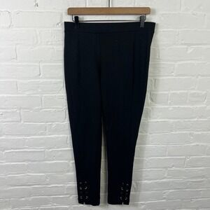 Michael Kors Women's High Rise Lace Up Pull-On Legging Solid Black Size 8